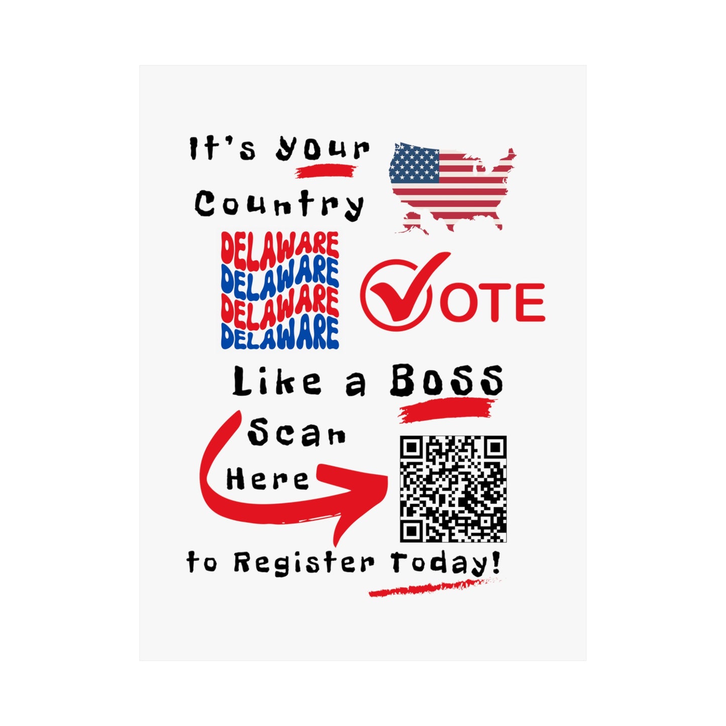 Delaware Vote Like a Boss! Matte Vertical Posters