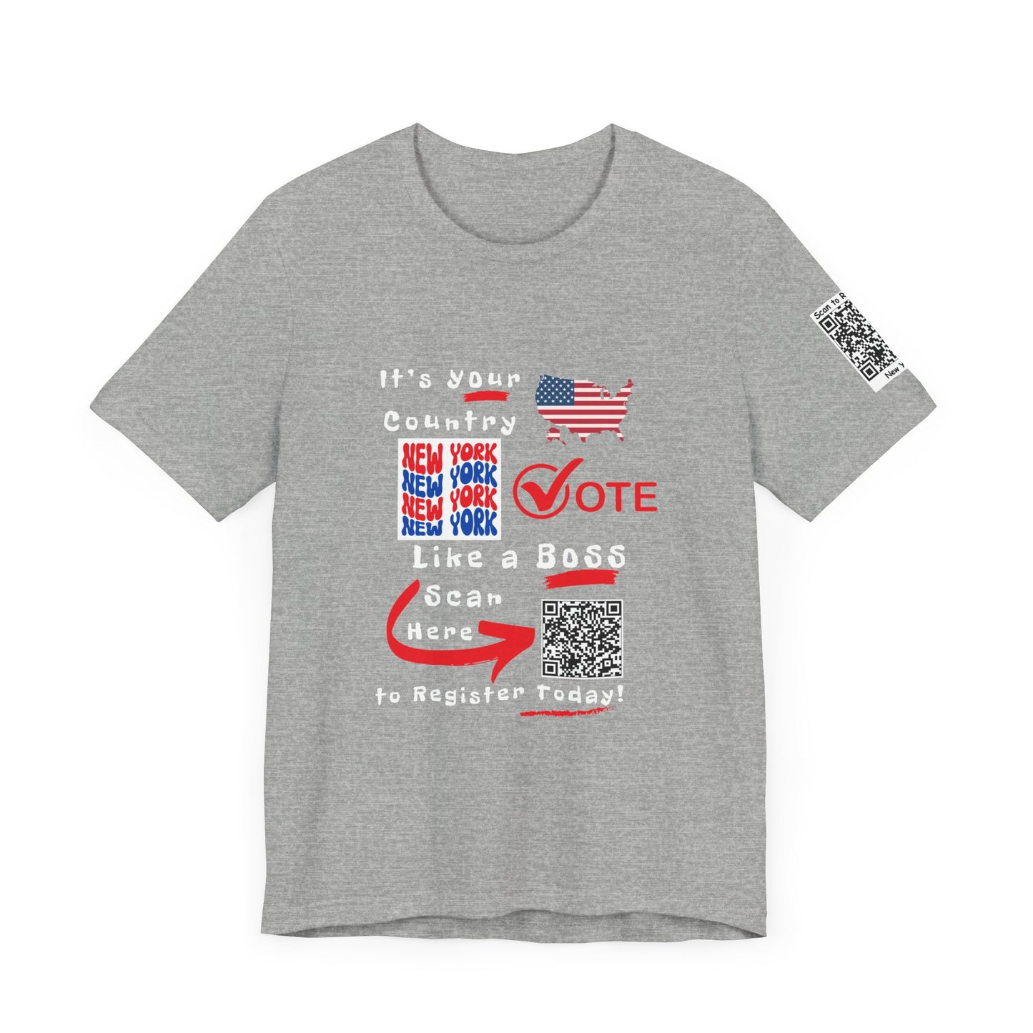 New York Vote Like a Boss! Red White 'n Blue With Sleeve QR