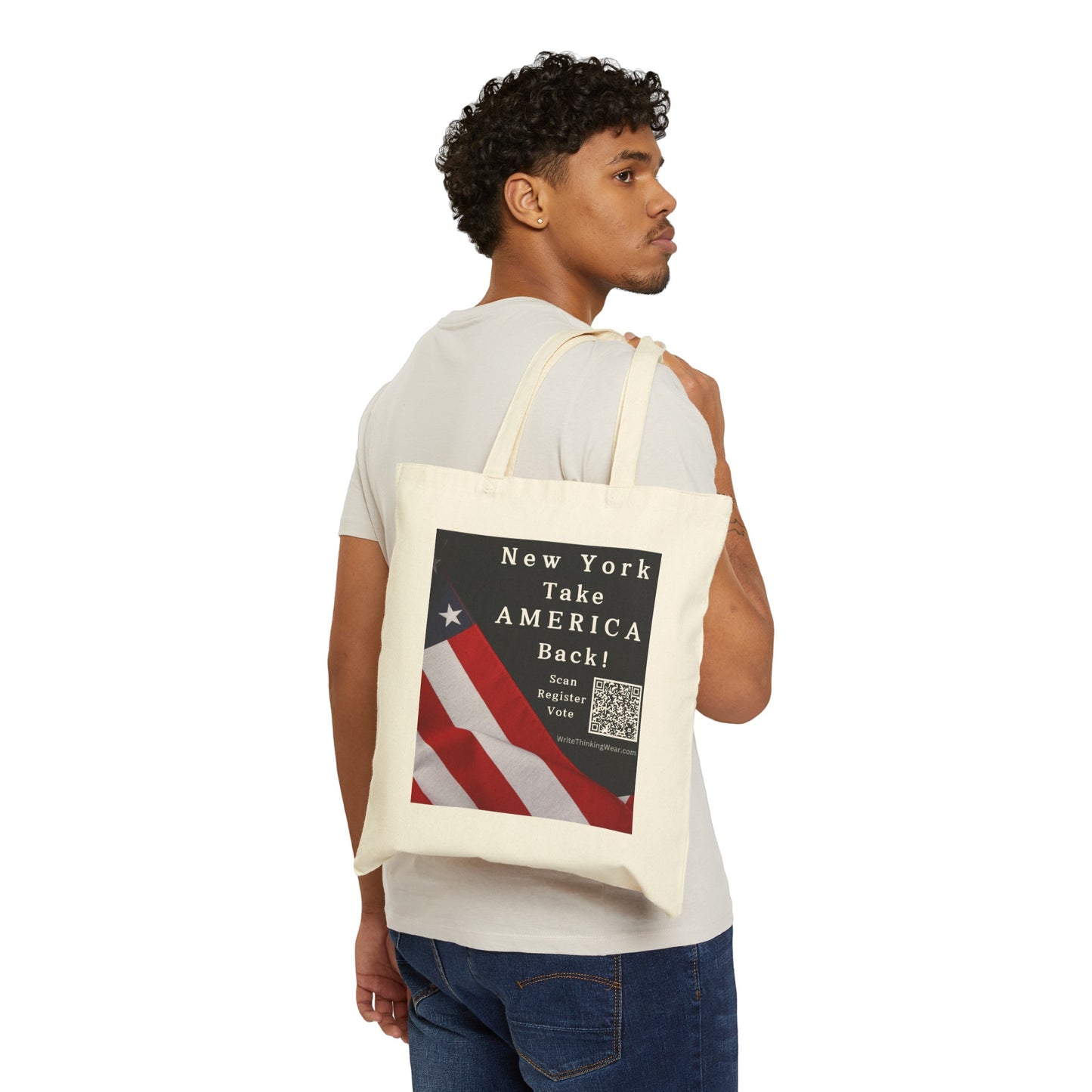 New York Take America Back! Scan Register Vote Cotton Canvas Tote Bag