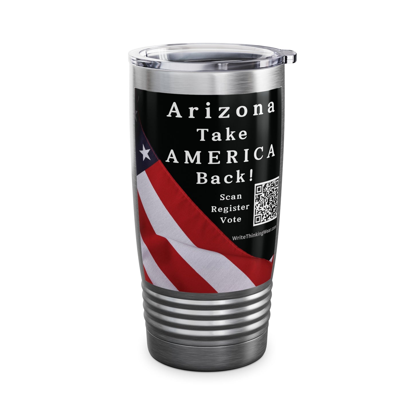 Arizona Take America Back! Scan Register Vote Ringneck Tumbler, 20oz