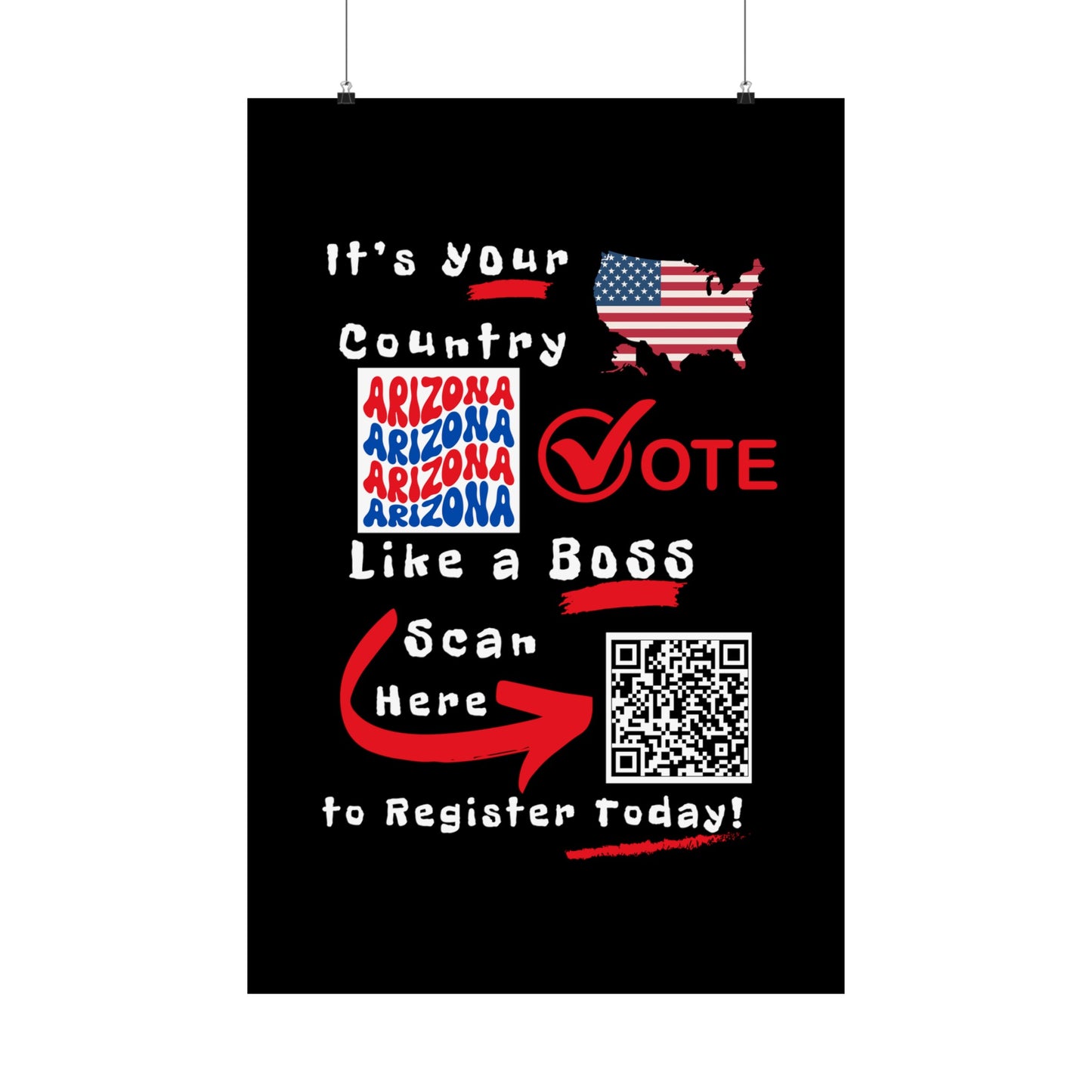 Arizona Vote Like a Boss! Matte Vertical Posters with Popping Black Background