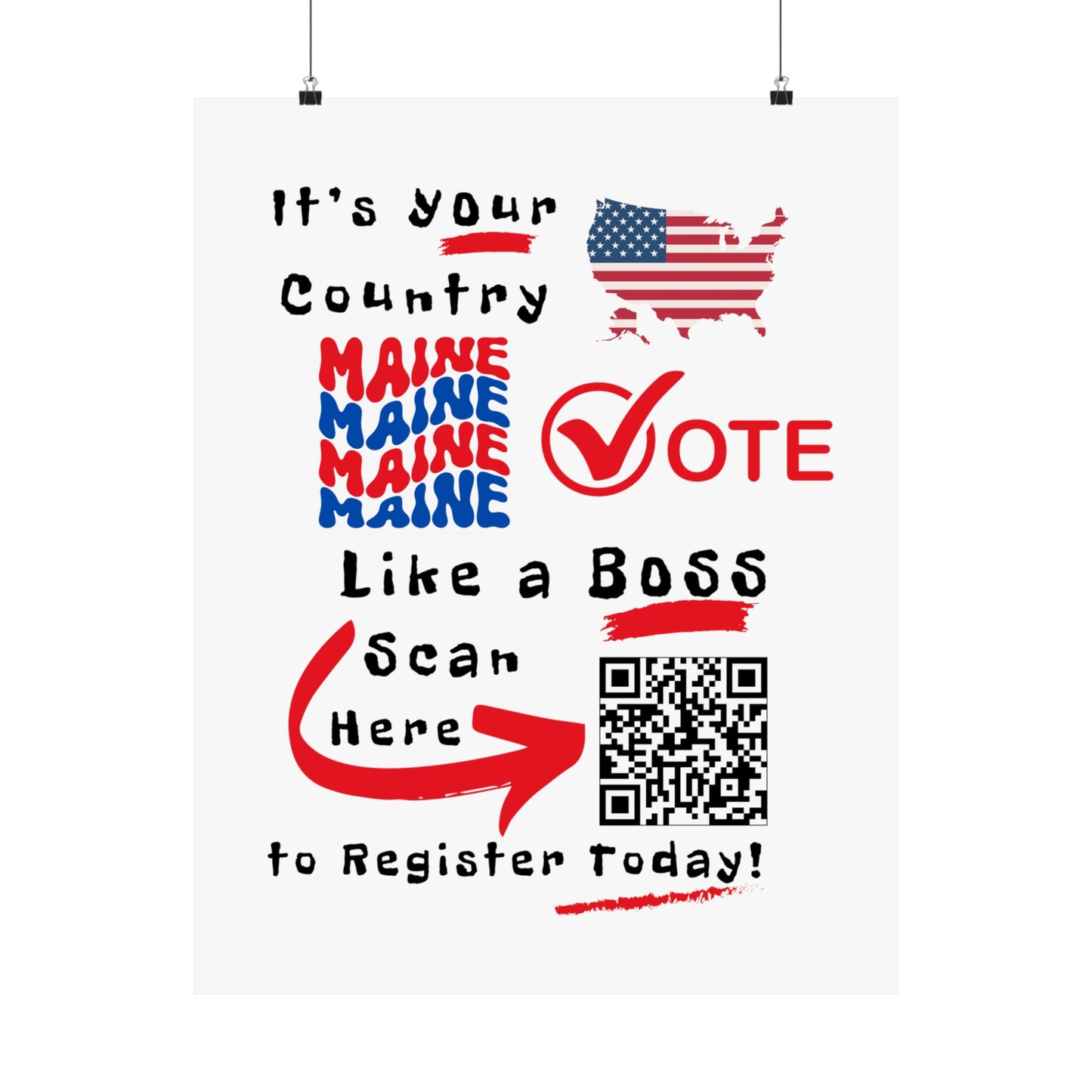 Maine Vote Like a Boss! Matte Vertical Posters