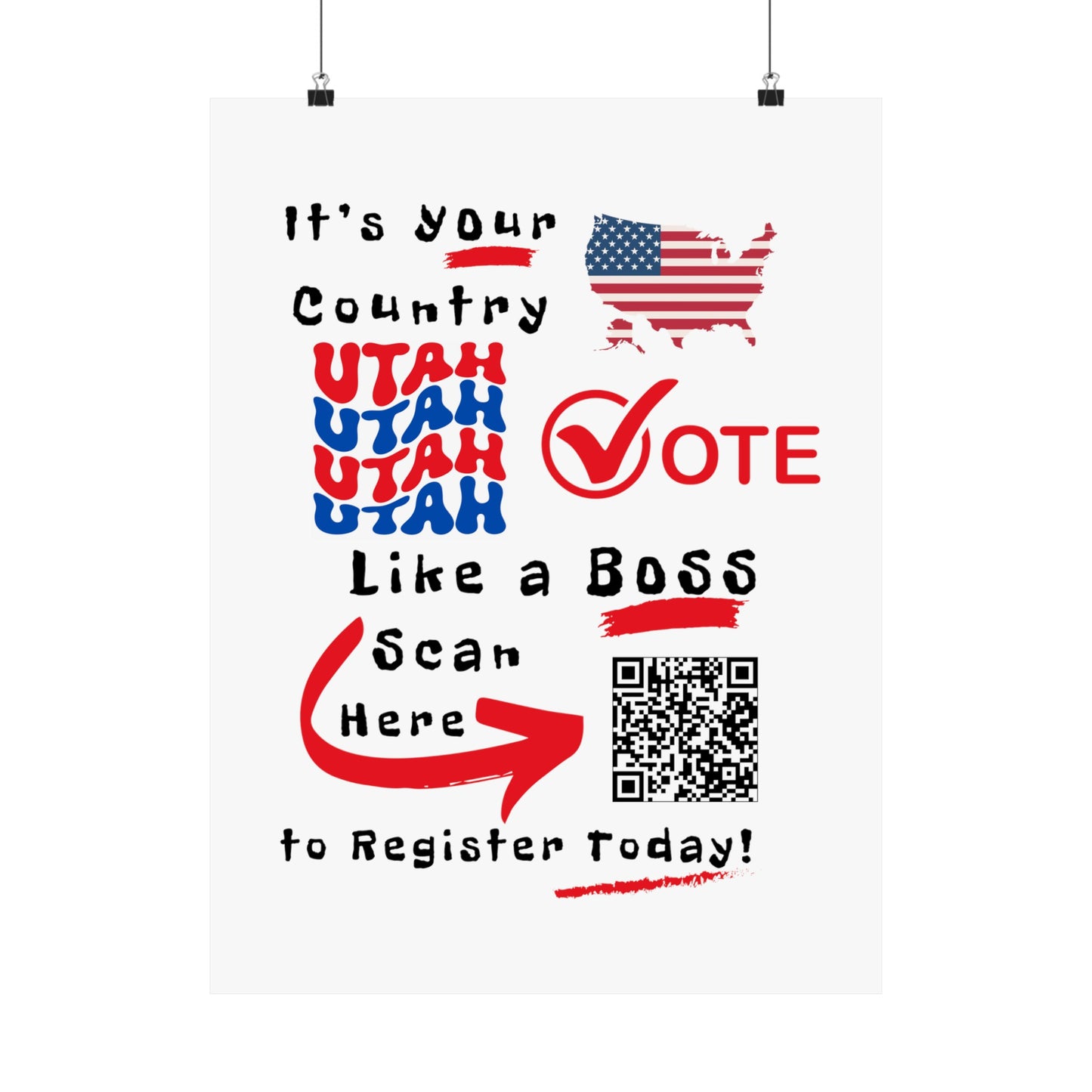 Utah Vote Like a Boss! Matte Vertical Posters