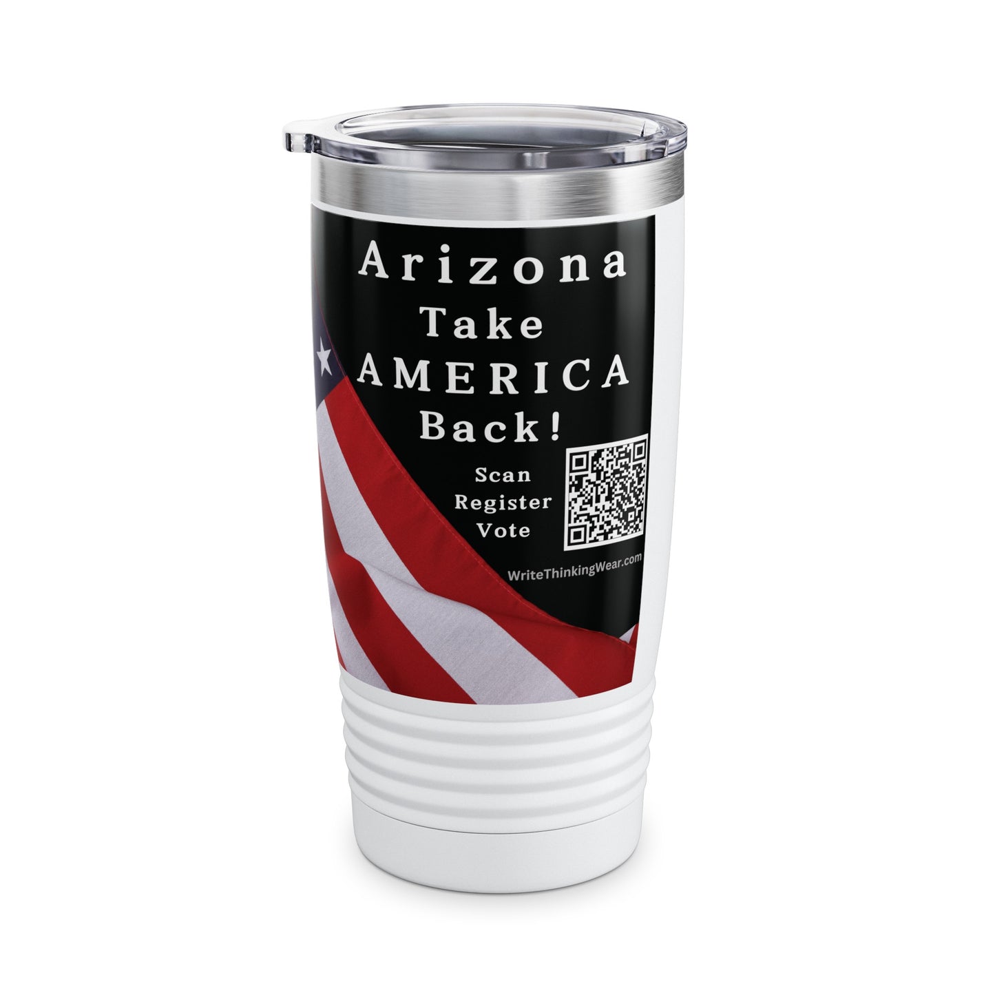 Arizona Take America Back! Scan Register Vote Ringneck Tumbler, 20oz