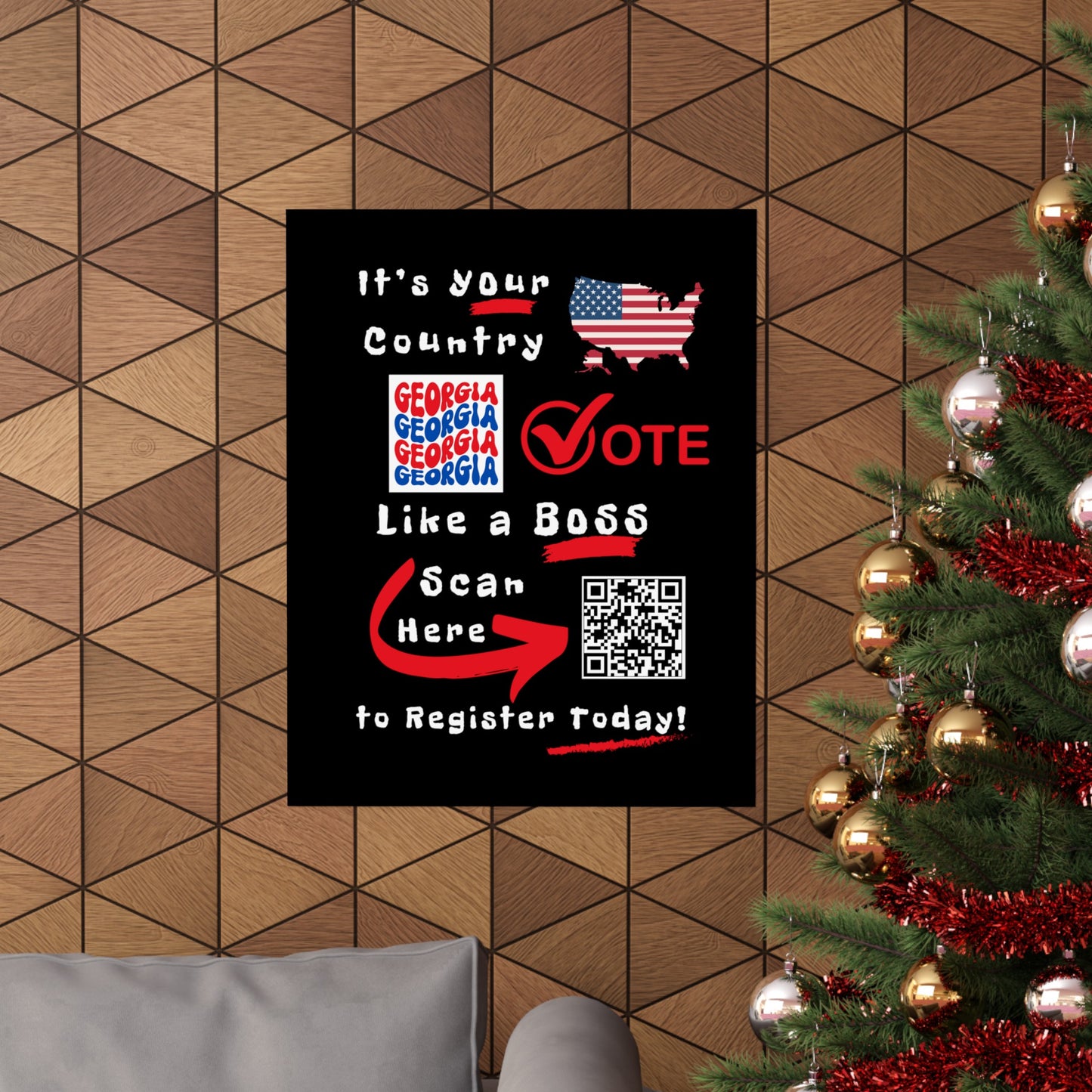 Georgia Vote Like a Boss! Matte Vertical Posters with Popping Black Background