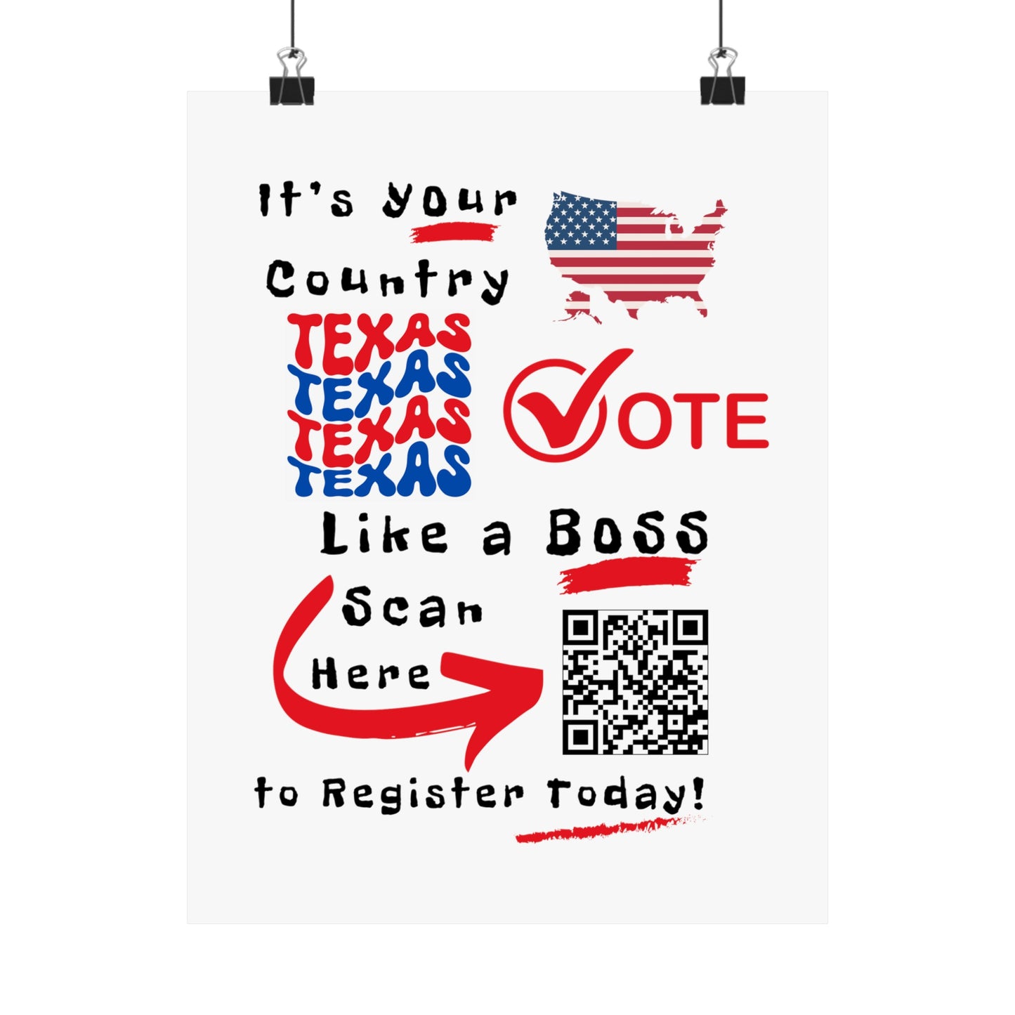 Texas Vote Like a Boss! Matte Vertical Posters