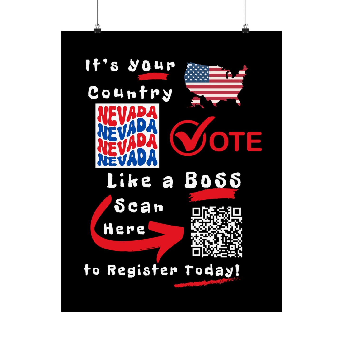 Nevada Vote Like a Boss! Matte Vertical Posters with Popping Black Background