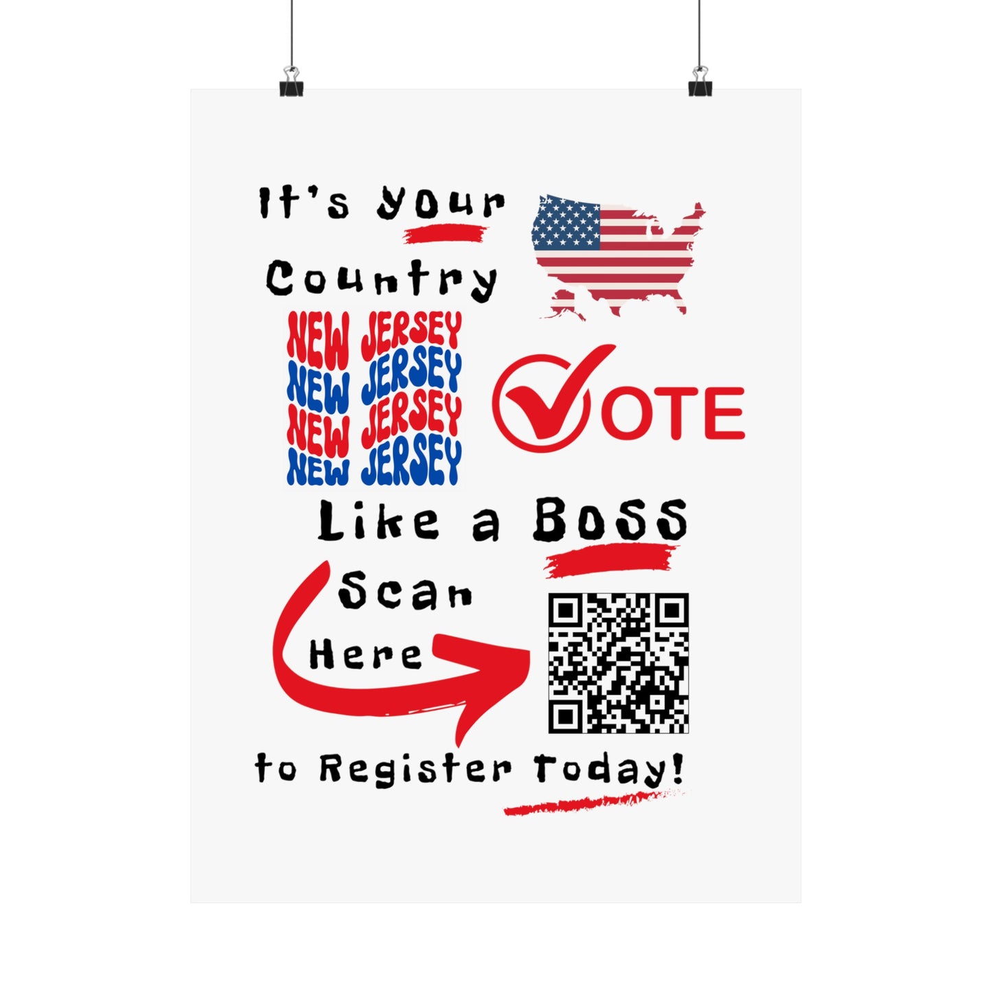 New Jersey Vote Like a Boss! Matte Vertical Posters