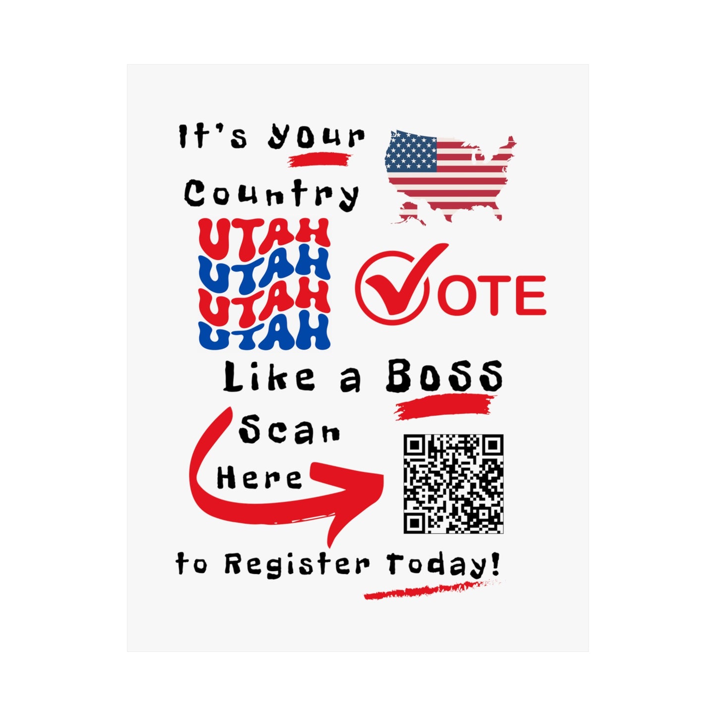 Utah Vote Like a Boss! Matte Vertical Posters