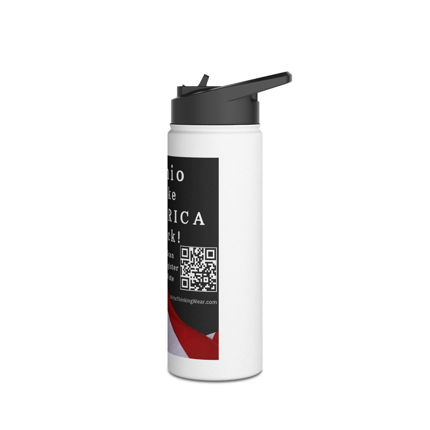 Ohio Take America Back! Scan Register Vote Stainless Steel Water Bottle, Standard Lid