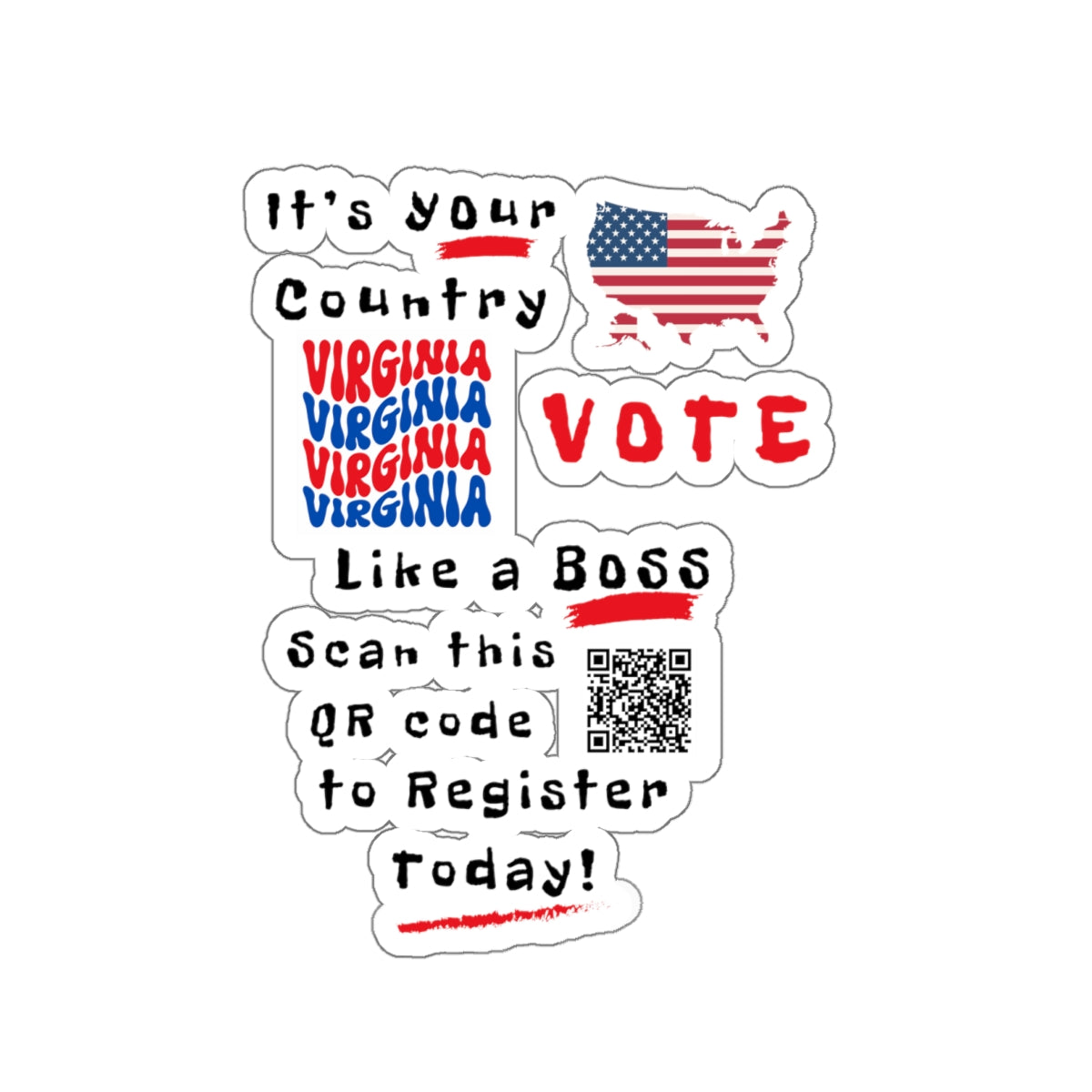 Vote Like a Boss Virginia Kiss-Cut Stickers